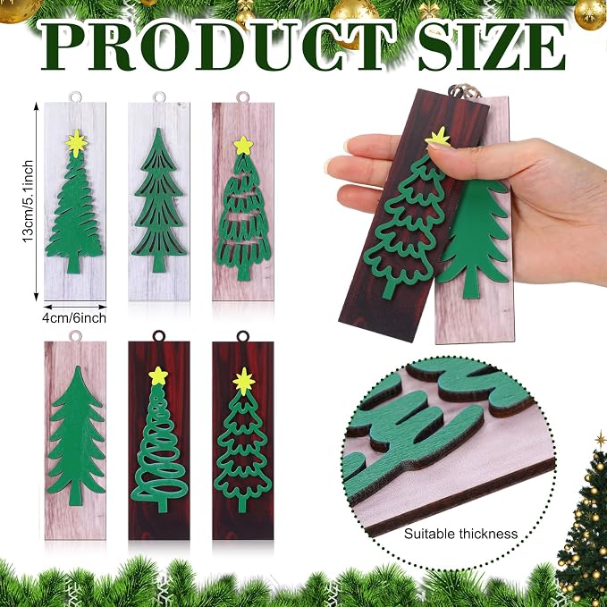 Qunclay 24 Pcs Rustic Christmas Wooden Ornaments for Tree Decorations
