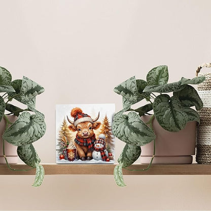 Christmas Highland Cow Wooden Box Sign Desk Decor, Highland Cow Christmas