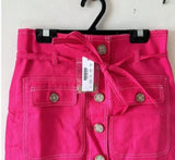 NWT J Crew Women's Pink Linen Pocket Utility Waist Tie Midi Stretch Button Skirt. Size 0.