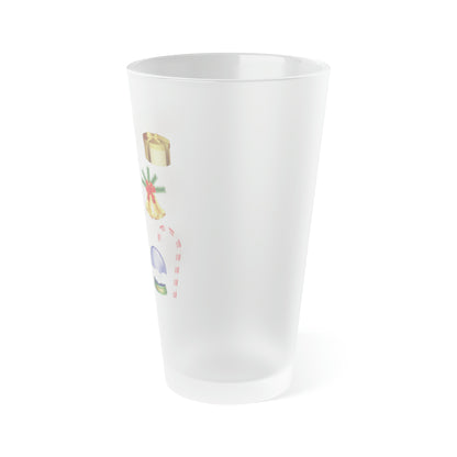 Frosted Pint Glass, 16oz Christmas Holiday Season Gift Giving Family Gathering Yuletides Season Family Gifts Christmas Day