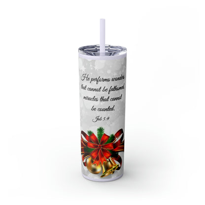 Skinny Tumbler with Straw, 20oz Christmas Holiday Season Gift Giving Family Gathering Yuletides Season Family Gifts Christmas Day Tumbler