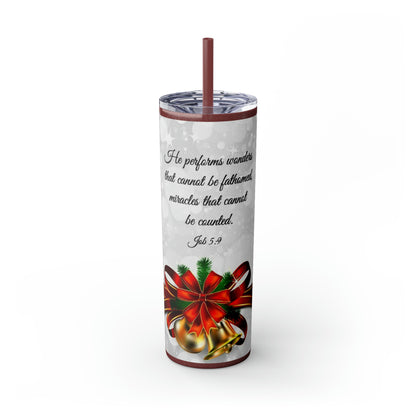 Skinny Tumbler with Straw, 20oz Christmas Holiday Season Gift Giving Family Gathering Yuletides Season Family Gifts Christmas Day Tumbler