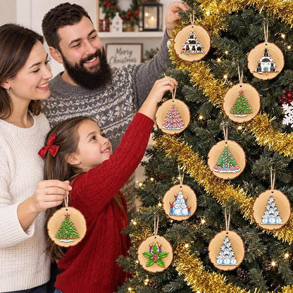 16PCS Rustic Christmas Tree Decorations Xmas Wooden Ornaments Decor
