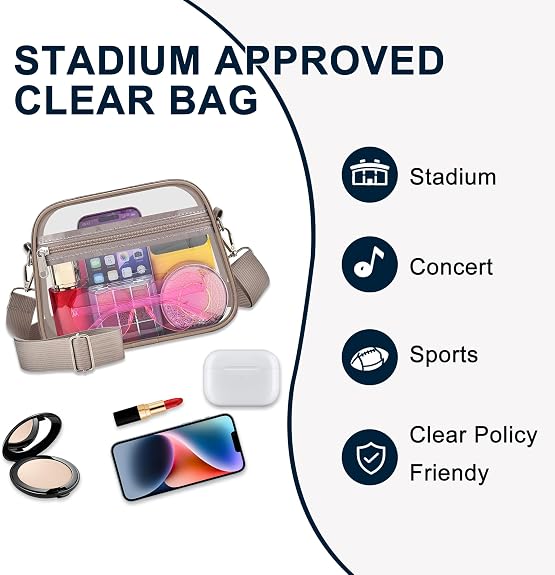 Clear Bag for Stadium Events, Women's Satchel Handbags Clear Purse