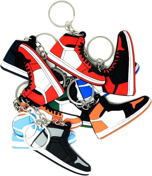 Lot 10 pcs Retro Shoe Rubber Sneaker Keychains Birthday Party Favors Fun Gifts Hype Props Celebration Decoration Kids Mystery Goodie Bag Prizes (Retro Pack of 10) Donated by June