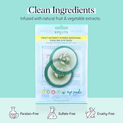 One pack with 12 pads SpaLife Cooling Cucumber Eye Pads | Spa Gifts & Korean Dark Circles & Puffy Eyes Treatment | Nourishing Cucumber Eye Pads | Eye Mask for Puffy Eyes Daily Depuffing Eye Patches
