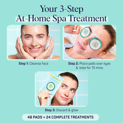 One pack with 12 pads SpaLife Cooling Cucumber Eye Pads | Spa Gifts & Korean Dark Circles & Puffy Eyes Treatment | Nourishing Cucumber Eye Pads | Eye Mask for Puffy Eyes Daily Depuffing Eye Patches