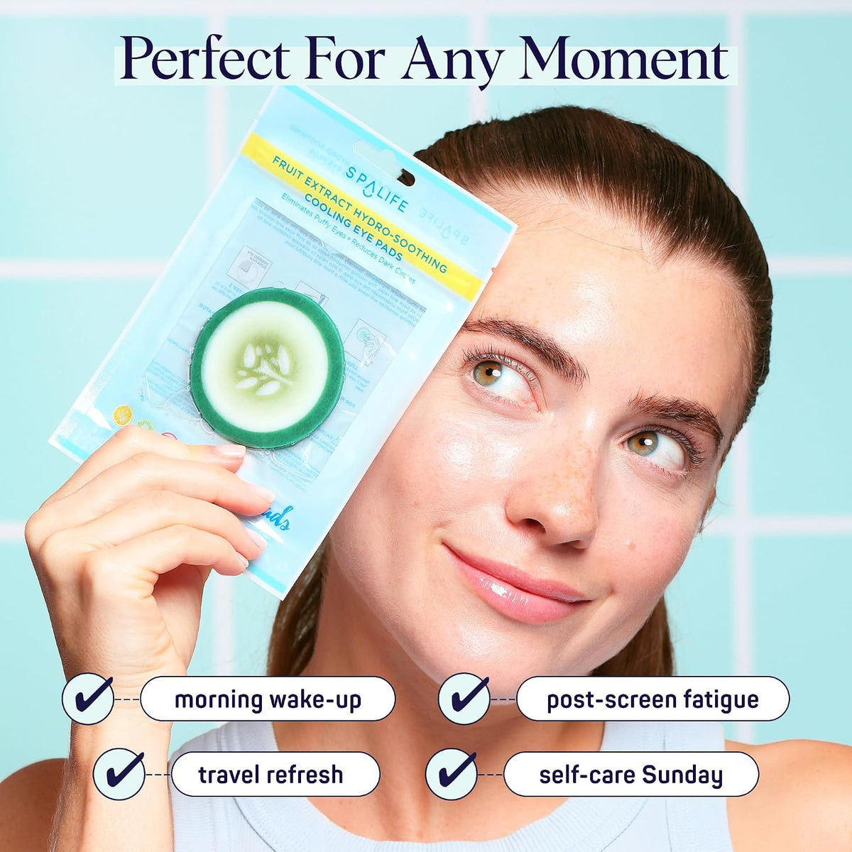 One pack with 12 pads SpaLife Cooling Cucumber Eye Pads | Spa Gifts & Korean Dark Circles & Puffy Eyes Treatment | Nourishing Cucumber Eye Pads | Eye Mask for Puffy Eyes Daily Depuffing Eye Patches