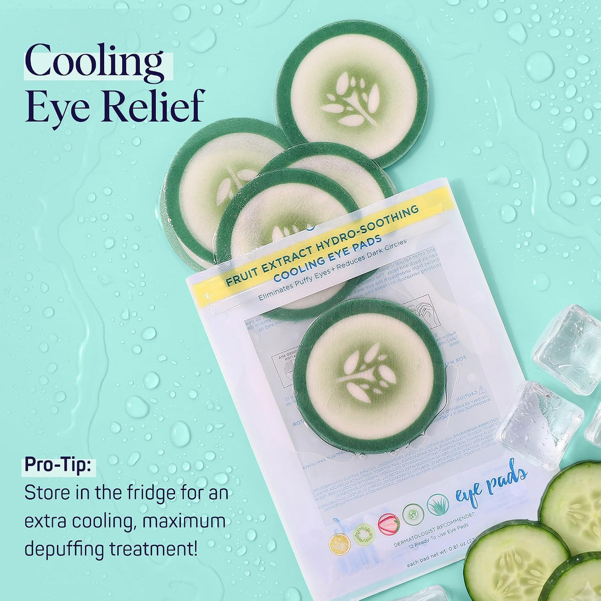 One pack with 12 pads SpaLife Cooling Cucumber Eye Pads | Spa Gifts & Korean Dark Circles & Puffy Eyes Treatment | Nourishing Cucumber Eye Pads | Eye Mask for Puffy Eyes Daily Depuffing Eye Patches