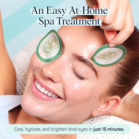 One pack with 12 pads SpaLife Cooling Cucumber Eye Pads | Spa Gifts & Korean Dark Circles & Puffy Eyes Treatment | Nourishing Cucumber Eye Pads | Eye Mask for Puffy Eyes Daily Depuffing Eye Patches