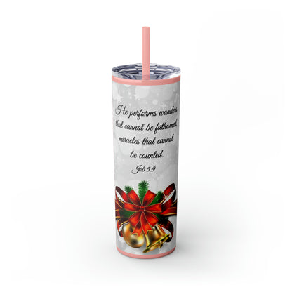 Skinny Tumbler with Straw, 20oz Christmas Holiday Season Gift Giving Family Gathering Yuletides Season Family Gifts Christmas Day Tumbler