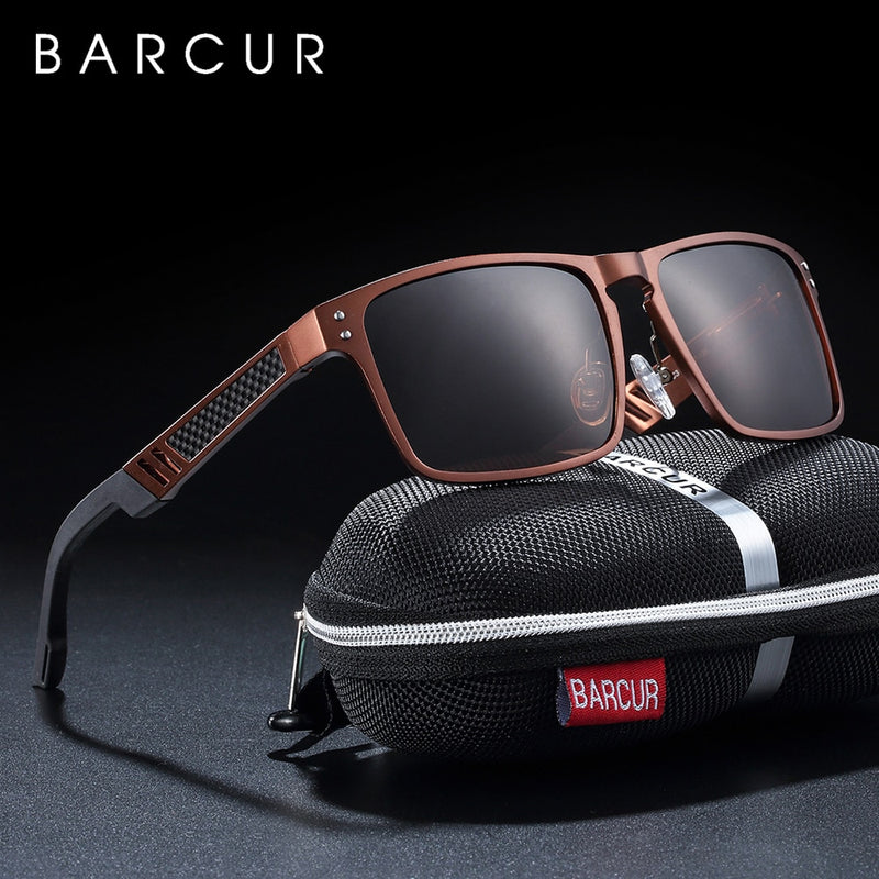 BARCUR Aluminium Magnesium Square Sunglasses Men Polarized Vintage Shades Women Sun Glasses For Men Sport Eyewear Oculos De Sol