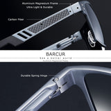 BARCUR Aluminium Magnesium Square Sunglasses Men Polarized Vintage Shades Women Sun Glasses For Men Sport Eyewear Oculos De Sol