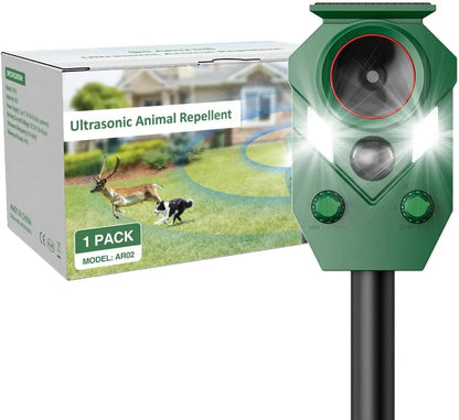 ECO PET SUPPLY Solar Animal Repeller, Motion Sensor & Flashing Lights, Waterproof Outdoor Deterrent for Deer, Dogs, Cats