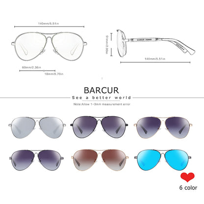 BARCUR Design Titanium Alloy Sunglasses Polarized Men&#39;s Sun Glasses Women Pilot Gradient Eyewear Mirror Shades Oculos De Sol
