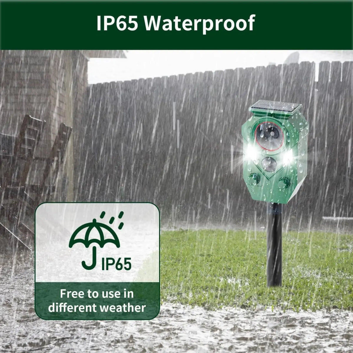 ECO PET SUPPLY Solar Animal Repeller, Motion Sensor & Flashing Lights, Waterproof Outdoor Deterrent for Deer, Dogs, Cats