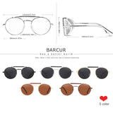 BARCUR Polarized Steampunk Round Sunglasses Men Retro Sun Glasses For Women Vintage Style