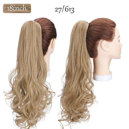 S-noilite Synthetic 12-26inch Claw Clip On Ponytail Hair Extension Ponytail Extension Hair For Women Pony Tail Hair Hairpiece
