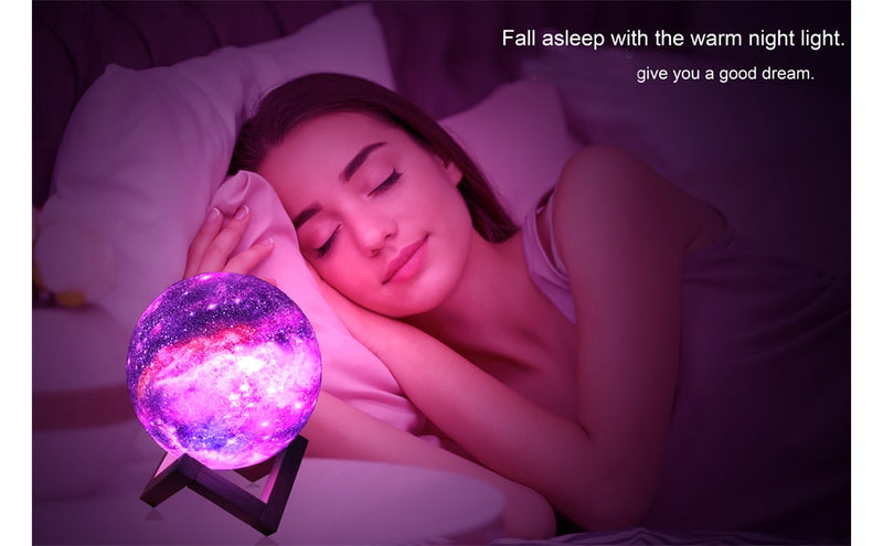 T20 3D Printing Moon Lamp Galaxy Moon Light Kids Night Light 16 Color Change Touch Remote Control Galaxy Light