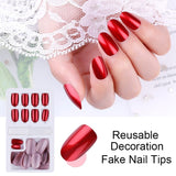 New Hot Reusable Stick-On-Nails 24PCS Reusable Full Cover False Nail Artificial Tips Press On Nails Art Stick on Nails Tips