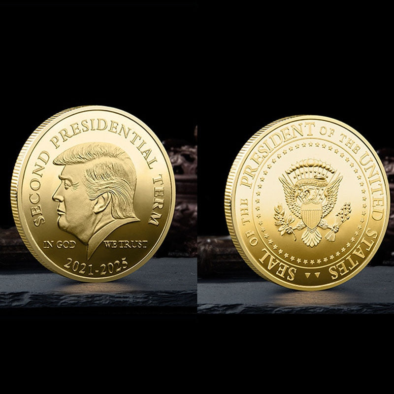 1PC Gold Sliver US Donald Trump Commemorative Coin Second Presidential Term IN GOD WE TRUST