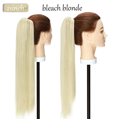 S-noilite Synthetic 12-26inch Claw Clip On Ponytail Hair Extension Ponytail Extension Hair For Women Pony Tail Hair Hairpiece