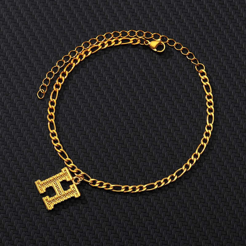 Large Initial Letter Anklets For Women Stainless Steel Letter A-Z Anklet Bracelet Foot Beach Summer Jewelry Gift bijoux Femme