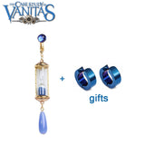 Vanitas Blue Hourglass Drop Earrings Anime The Case Study of Vanitas Earrings Anti-allergic Ear Clips Ear Bone Buckle Jewelry