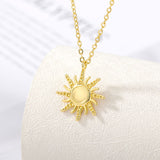 Simple Sun flower Pendant Necklace Stainless Steel  Necklace For women kid birthday Chirstma Gift Jewelry