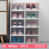 6 Packs Transparent Shoe Box Shoes Organizers Plastic Thickened Foldable Dustproof Storage Box Stackable Shoe Cabinet