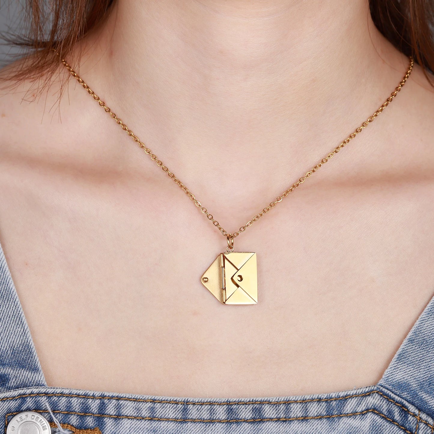 Love Letter Envelope Pendant Necklace Customized Stainless Steel Jewelry Confession Love You for Valentine Day Mother Day Gift
