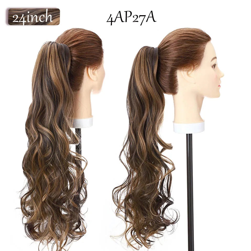 S-noilite Synthetic 12-26inch Claw Clip On Ponytail Hair Extension Ponytail Extension Hair For Women Pony Tail Hair Hairpiece