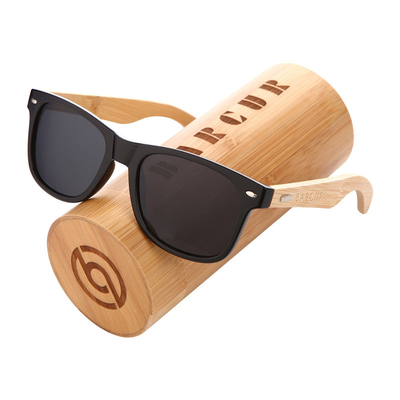 BARCUR Polarized Glasses Men Bamboo Wood Sun Glasses Women Fashion Mirror Sunglasses Brand Designer Eyewear