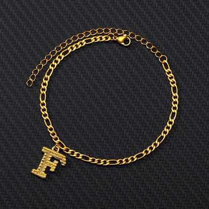 Large Initial Letter Anklets For Women Stainless Steel Letter A-Z Anklet Bracelet Foot Beach Summer Jewelry Gift bijoux Femme