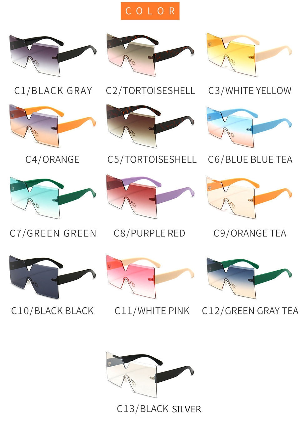 Onepiece Oversized Square Rimless Sunglasses Women Brand Designer Flat Top Big Sun Glasses Female One Piece Travel Gafa de sol