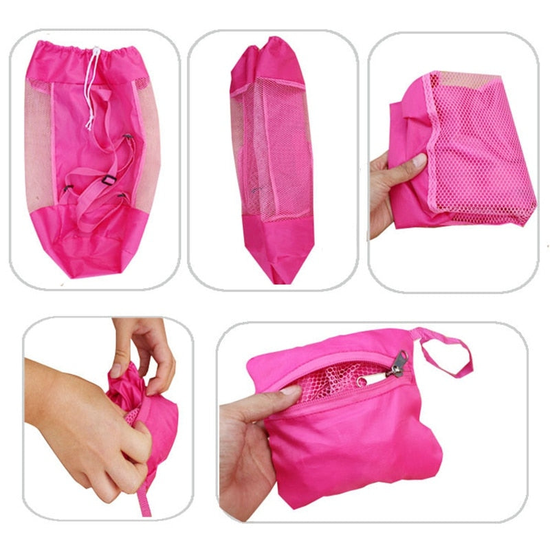 Outdoor Swimming Beach Bag Swimming Bag Foldable Mesh Children Beach Toy Organizer Baskets Storage Backpack for Kids Summer