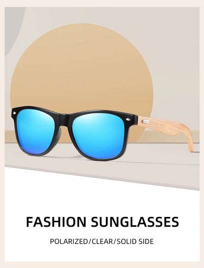 BARCUR Polarized Glasses Men Bamboo Wood Sun Glasses Women Fashion Mirror Sunglasses Brand Designer Eyewear