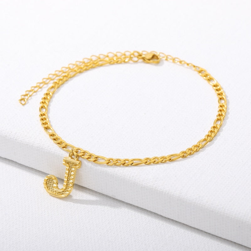 Large Initial Letter Anklets For Women Stainless Steel Letter A-Z Anklet Bracelet Foot Beach Summer Jewelry Gift bijoux Femme