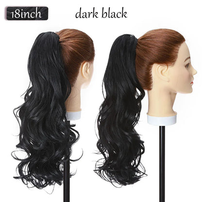 S-noilite Synthetic 12-26inch Claw Clip On Ponytail Hair Extension Ponytail Extension Hair For Women Pony Tail Hair Hairpiece