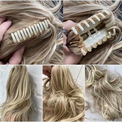 S-noilite Synthetic 12-26inch Claw Clip On Ponytail Hair Extension Ponytail Extension Hair For Women Pony Tail Hair Hairpiece