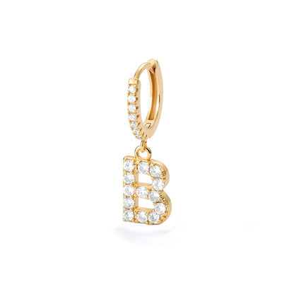 1PC 26 English Letters  Earrings for Women Zircon Ear Piercing Earring Initial Ear Buckle Hoop Earrings Jewelry Gift