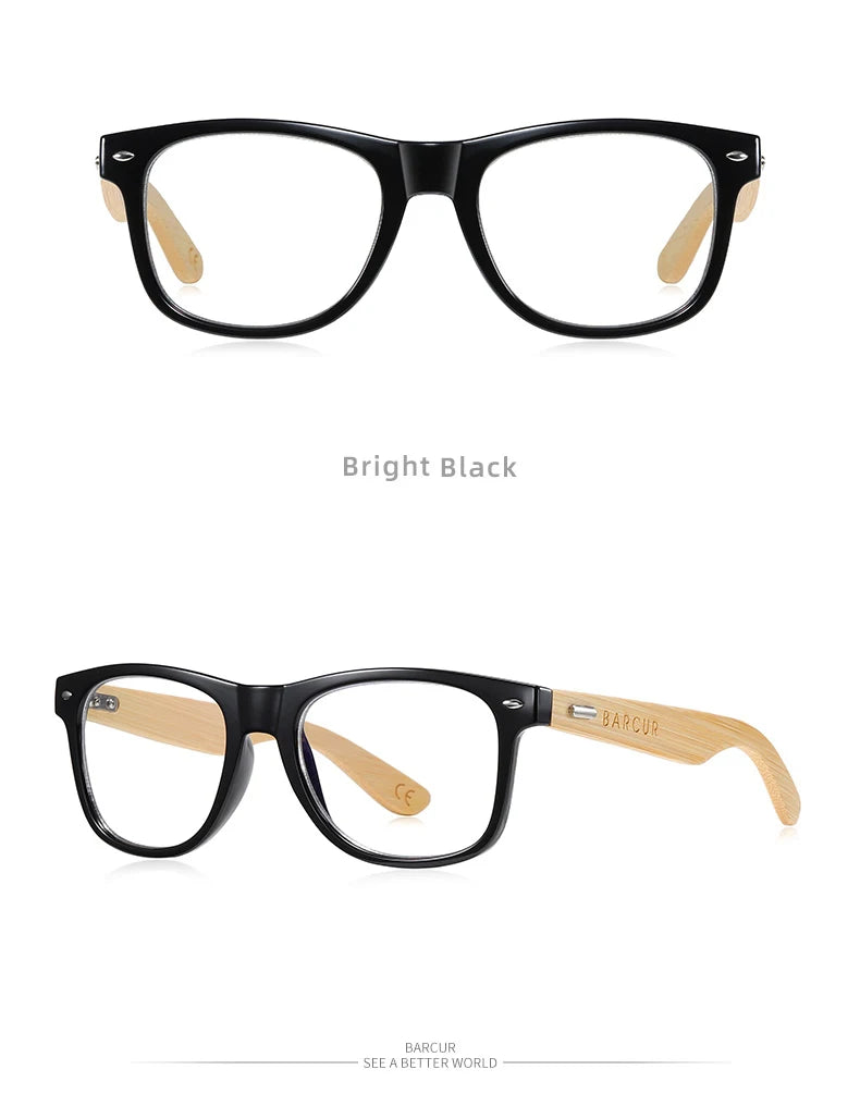 BARCUR Polarized Glasses Men Bamboo Wood Sun Glasses Women Fashion Mirror Sunglasses Brand Designer Eyewear