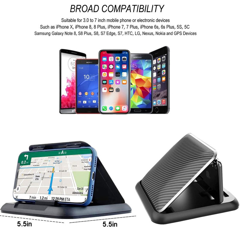 Carbon Fiber Car Phone Holder Dashboard Universal 3 to 7 inch Mobile Phone Clip Mount Bracket For Phone XR XS MAX GPS Stand