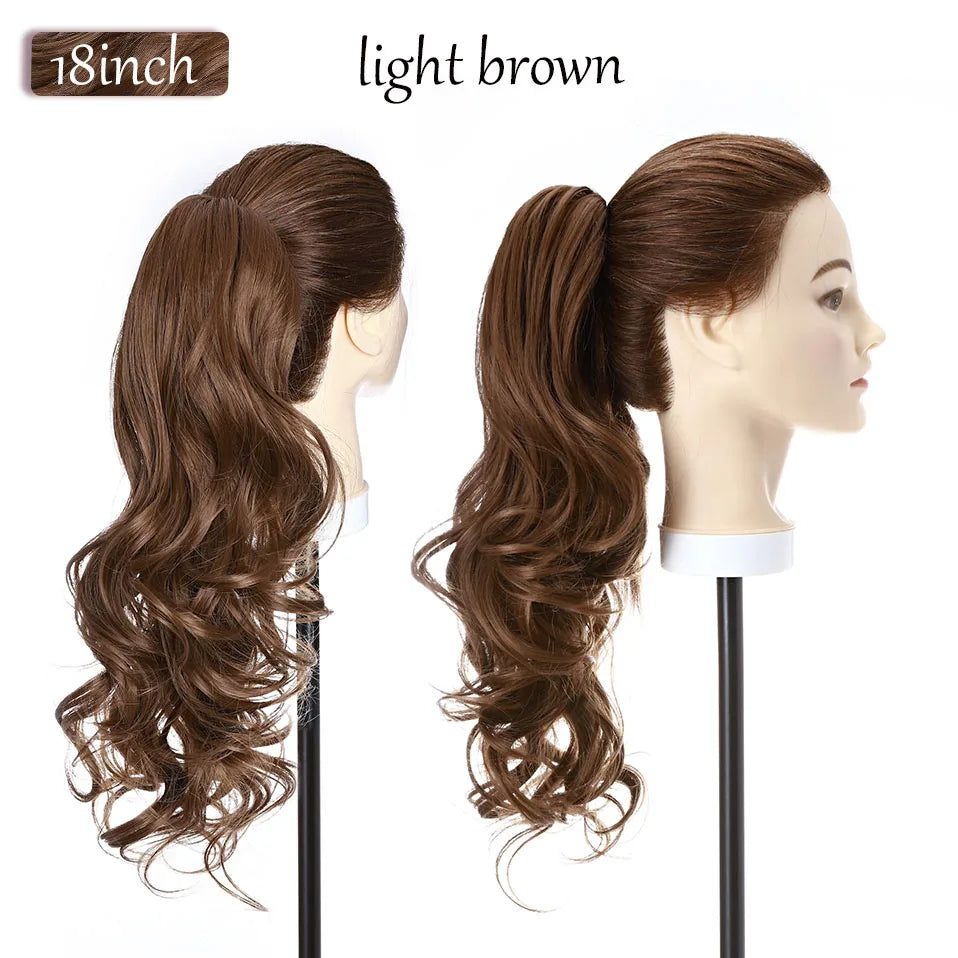 S-noilite Synthetic 12-26inch Claw Clip On Ponytail Hair Extension Ponytail Extension Hair For Women Pony Tail Hair Hairpiece