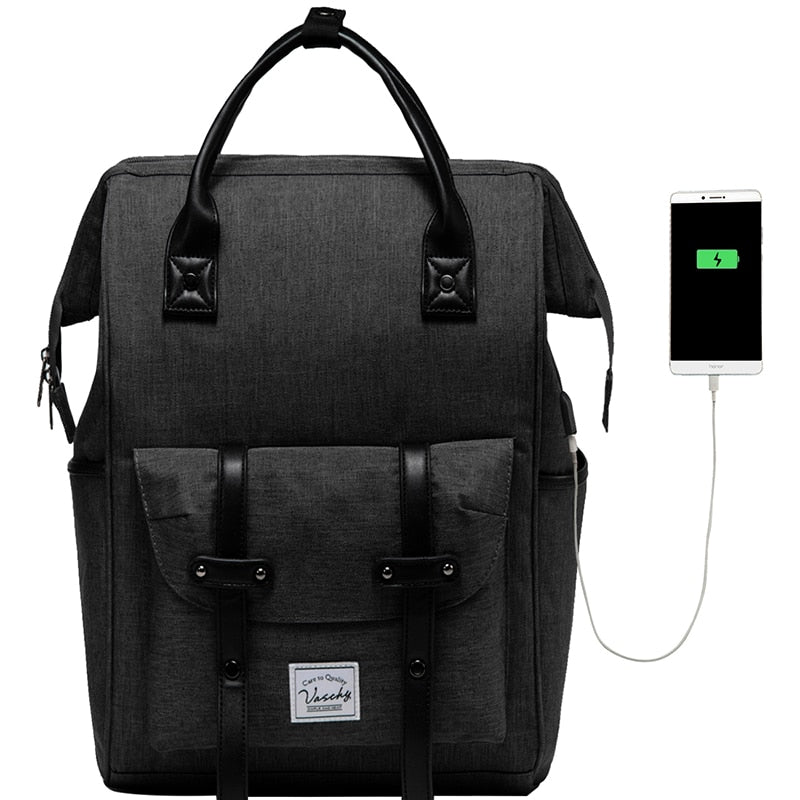 VASCHY Men Backpack Anti Theft 15.6 Inch Laptop Backpack With USB Charger Women Travel Daypacks SchoolBag Teens Leisure Backpack