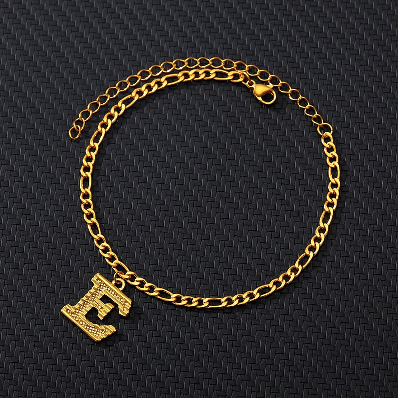 Large Initial Letter Anklets For Women Stainless Steel Letter A-Z Anklet Bracelet Foot Beach Summer Jewelry Gift bijoux Femme