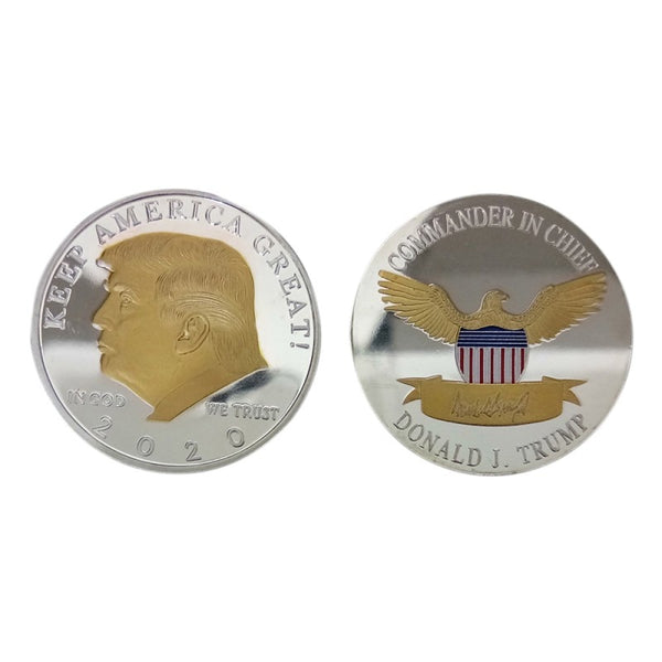 1PCS Gold Sliver US Donald Trump Commemorative Coin & Second Presidential Term IN GOD WE TRUST