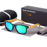 BARCUR Polarized Glasses Men Bamboo Wood Sun Glasses Women Fashion Mirror Sunglasses Brand Designer Eyewear