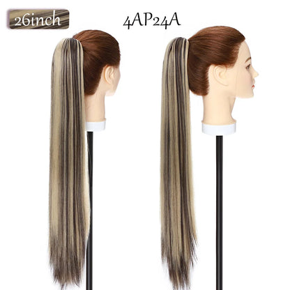 S-noilite Synthetic 12-26inch Claw Clip On Ponytail Hair Extension Ponytail Extension Hair For Women Pony Tail Hair Hairpiece