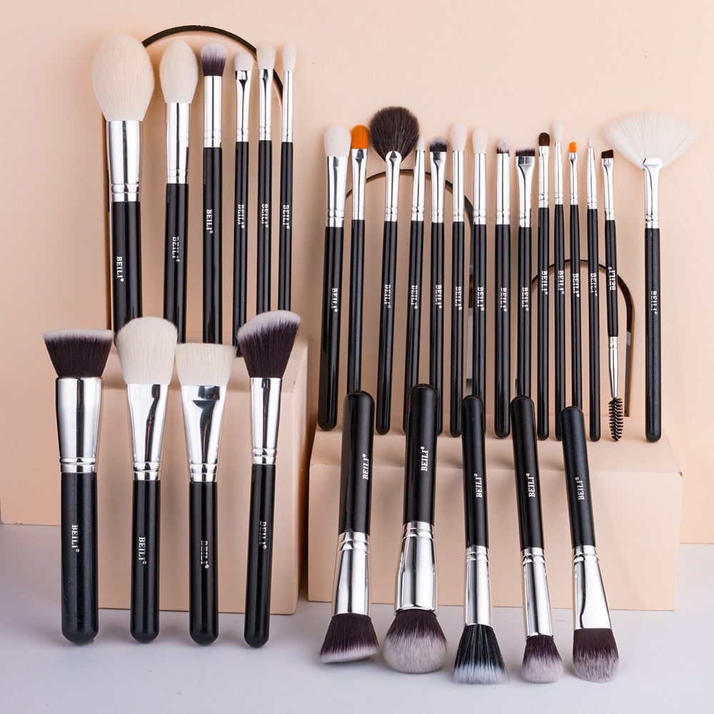 BEILI Goat Makeup Brush Set Eyeshadow Makeup Brushes Professional Foundation Blending Eyebrow Fan Blush